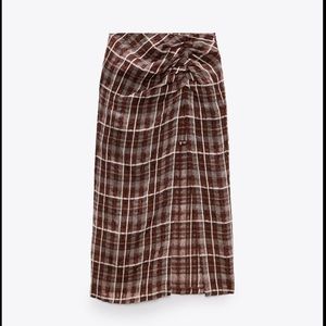 Zara Plaid Midi Skirt